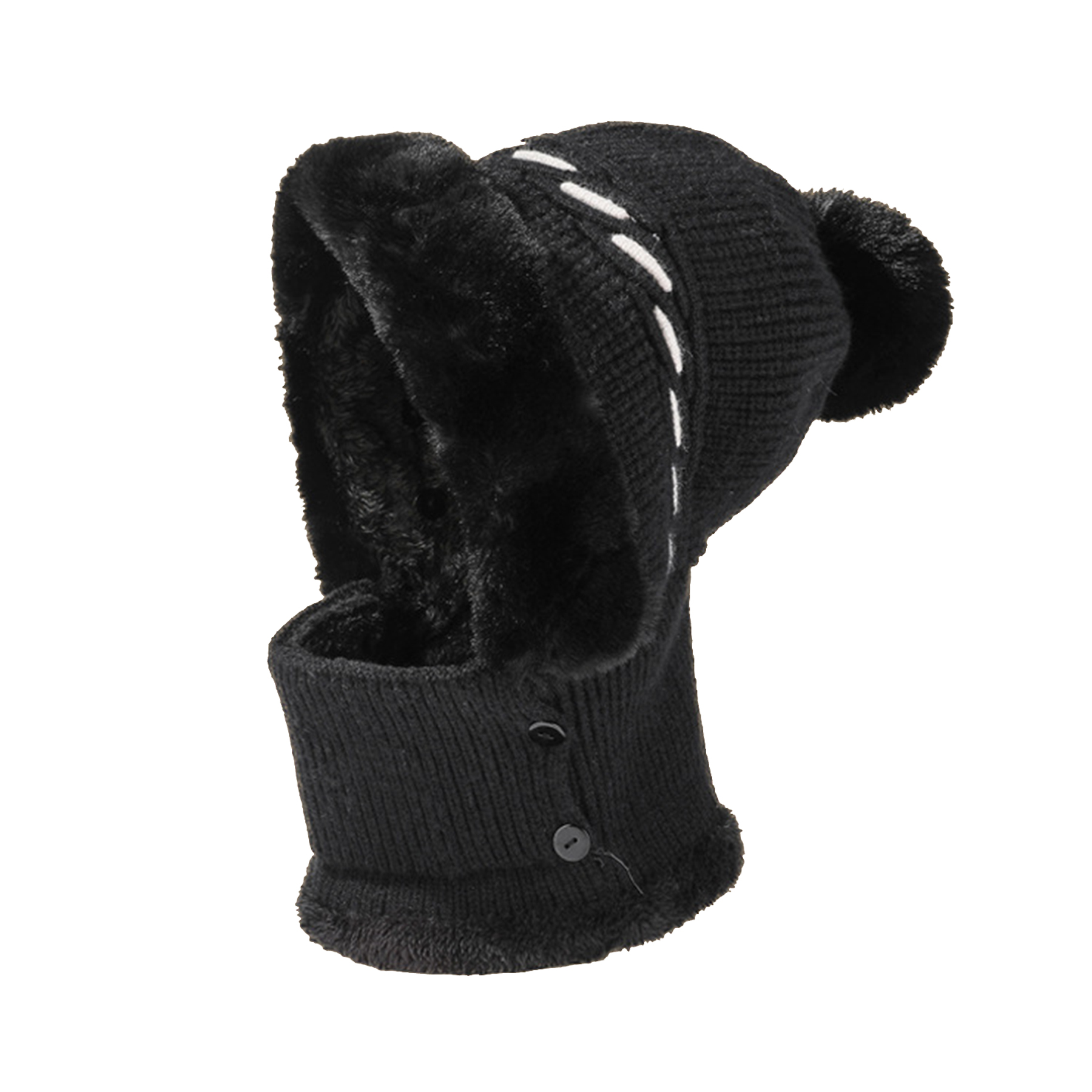 Winter Warm One Piece Fleece Hats Scarf Mask Knitted Hat 8