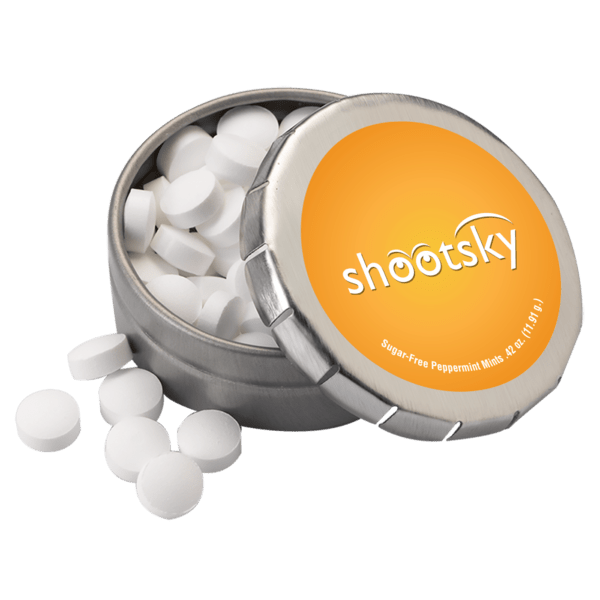 1 3/4" Small Round Push Tin with Mints 12