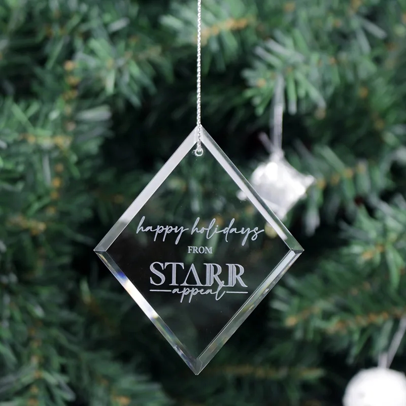 Crystal Beveled Square Diamond Ornament 6