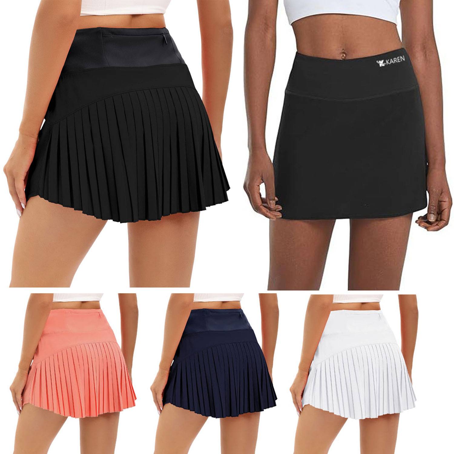 Women Polyester High-Waisted Pleated Athletic Skort 1