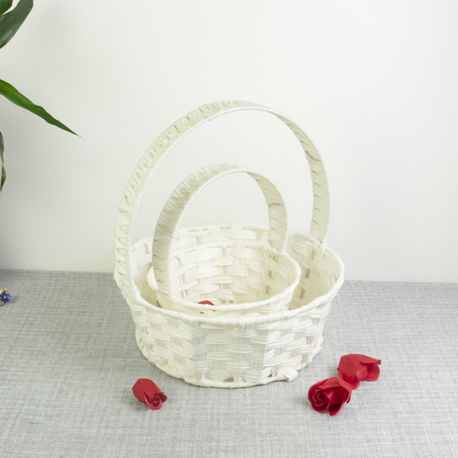 Rustic Style Small white Children Handheld Flower pvc Basket 10
