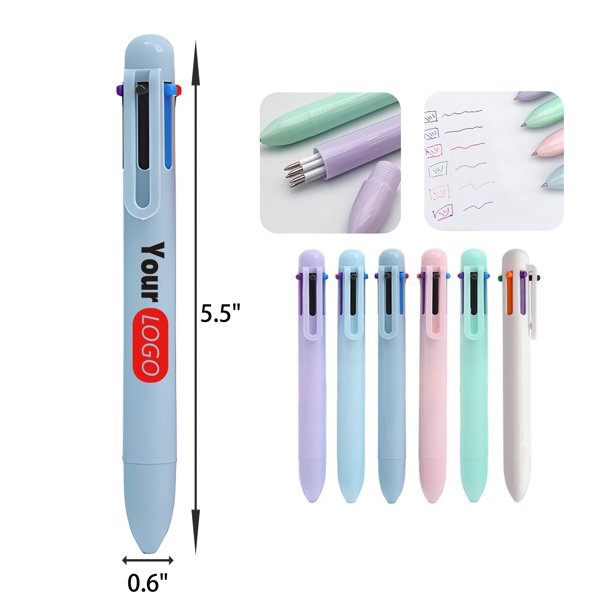 MOQ 50 PCS Retractable 6-Color Stylish Ballpoint Pen 1