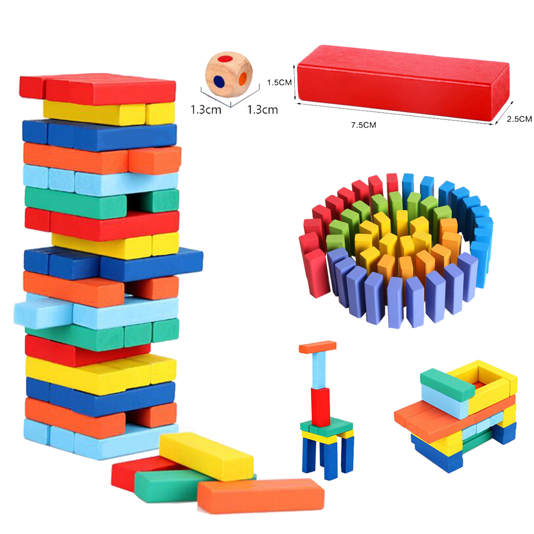 Colorful Wooden Tumble Tower 1
