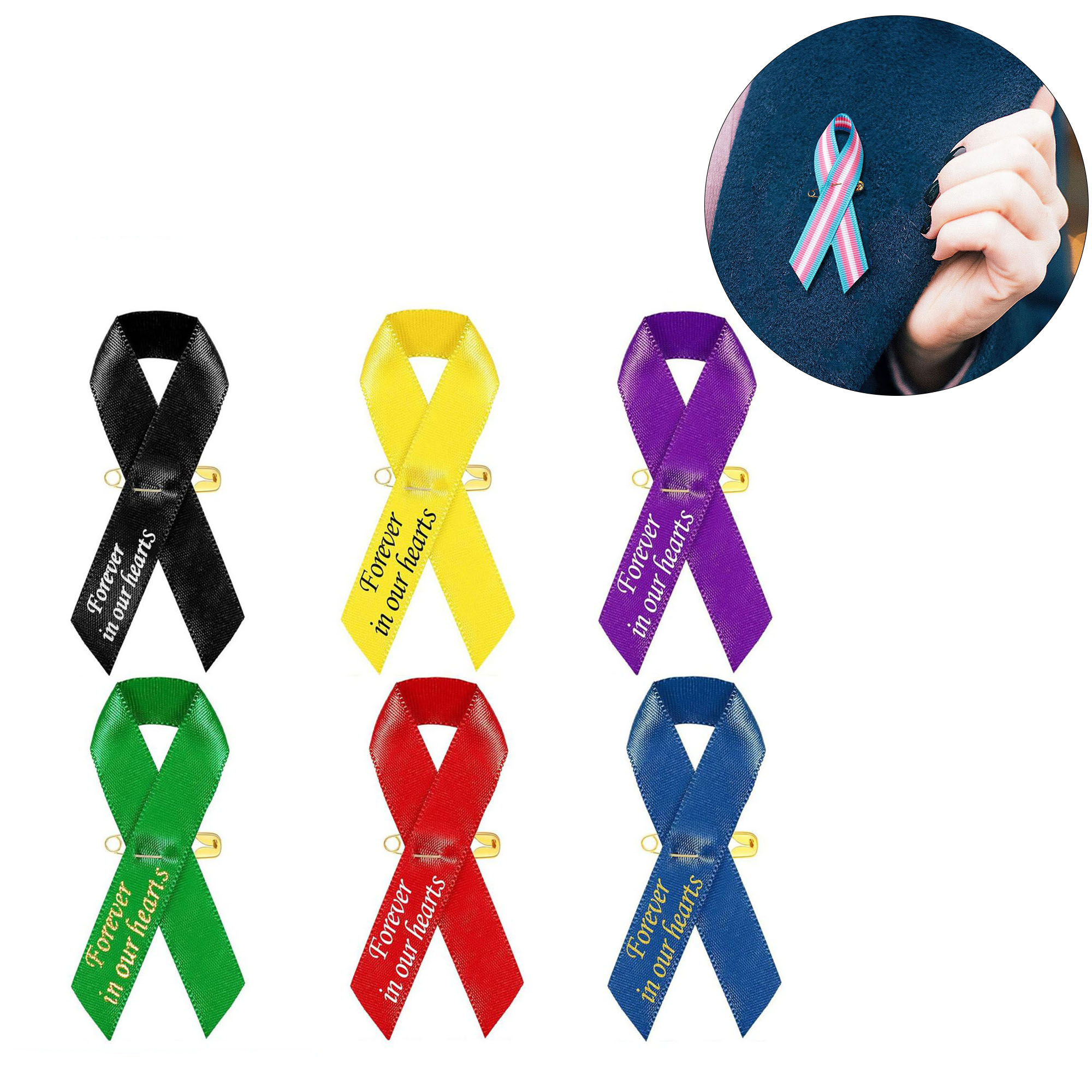 Memorial Ribbon Pin For Funeral Tribute 2