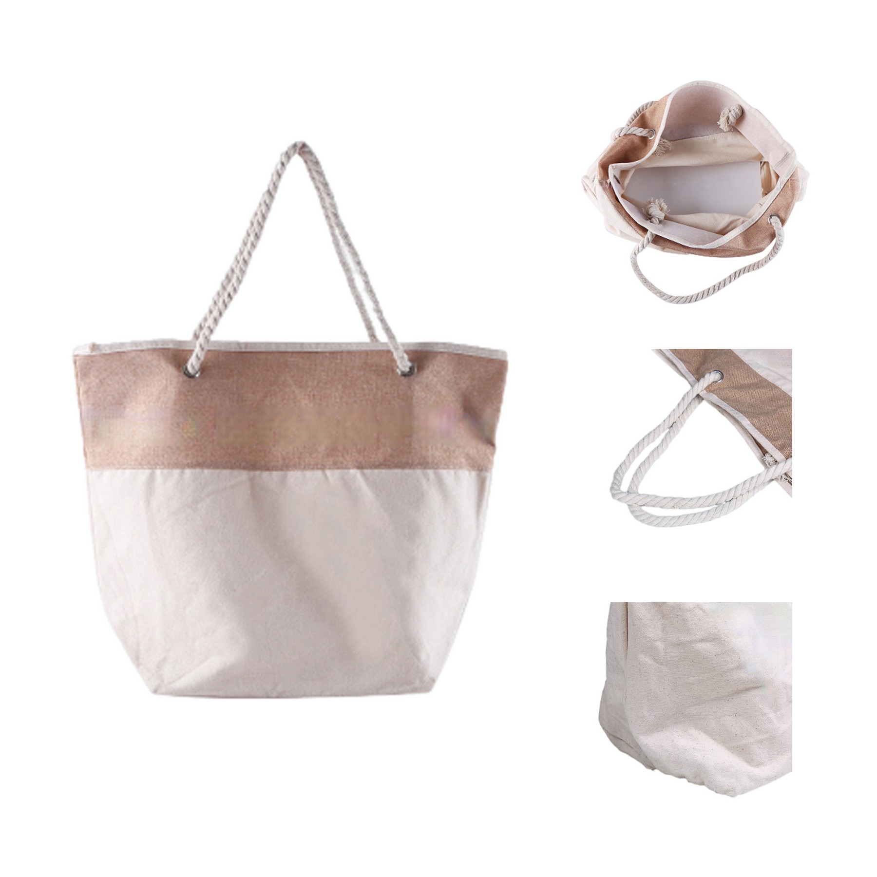 Cotton Canvas Rope Tote Bag, custom tote bag with logo imprint 2