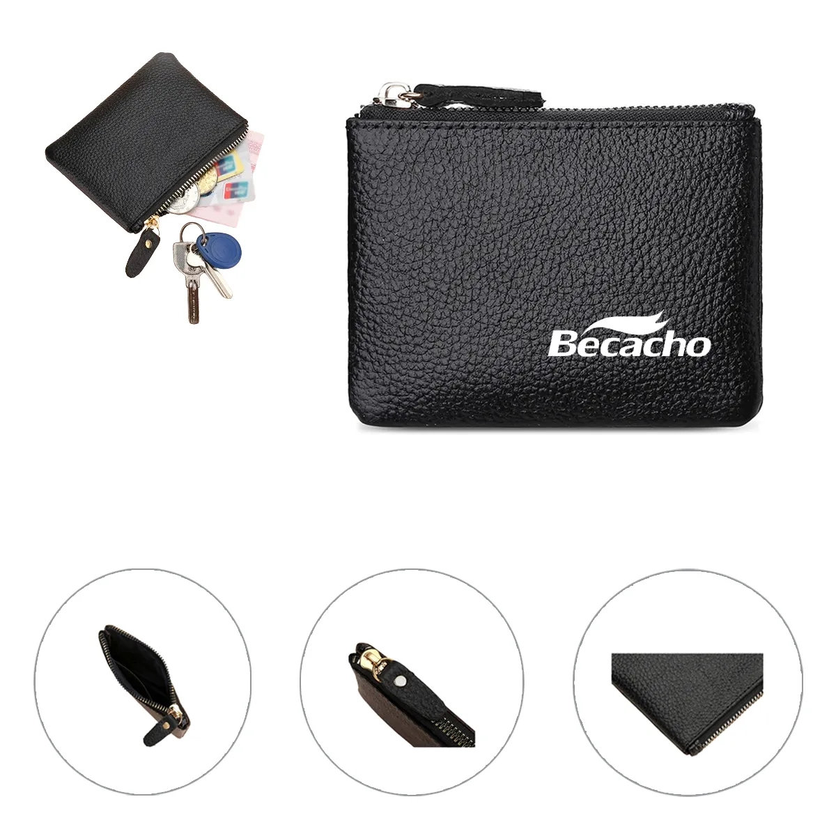 Fashion Zippered Leather Purse 3