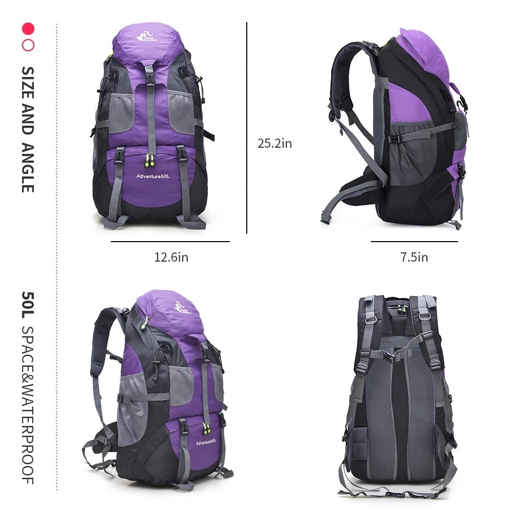 50L Lightweight Water Resistant Hiking Backpack 2