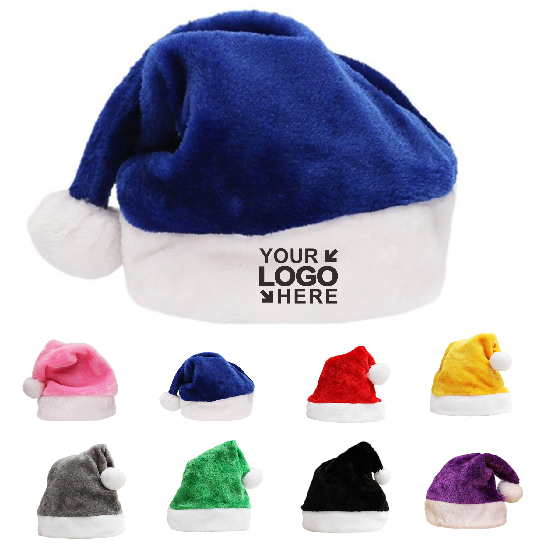 MOQ50Pcs Adult Multicolored Short Plush Santa Hat 1