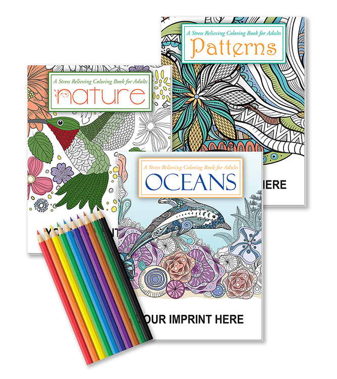 ADULT COLORING BOOK GIFT PACK - 3 Coloring Books Set with Colored Pencils 1