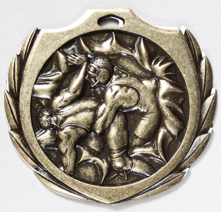 Wrestling Burst Medal 2 1/4" 1