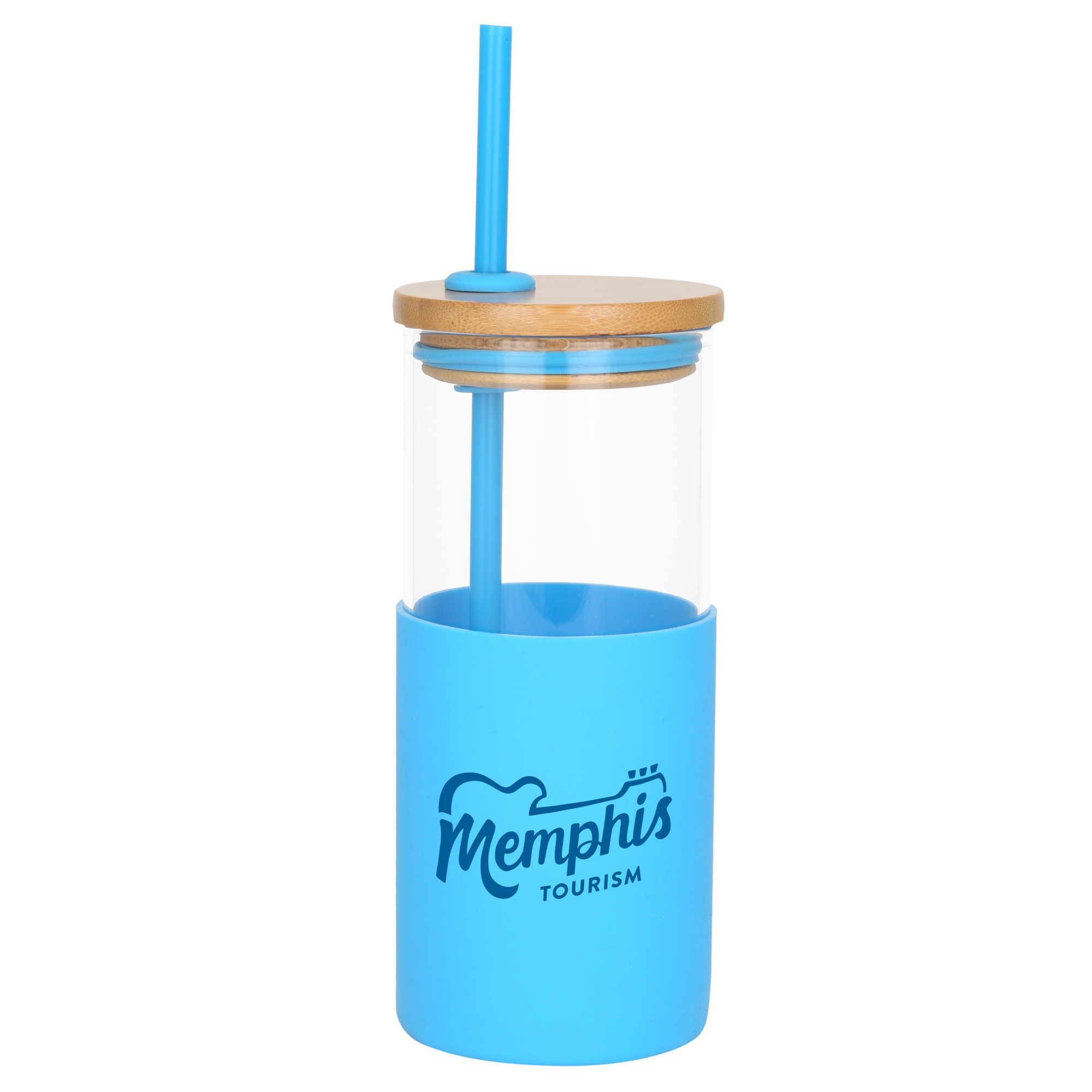 Barbados Glass Tumbler w/Bamboo Lid & Straw 6