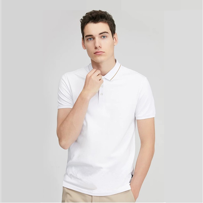 Unisex mercerized cotton POLO shirt with gold thread instock 1