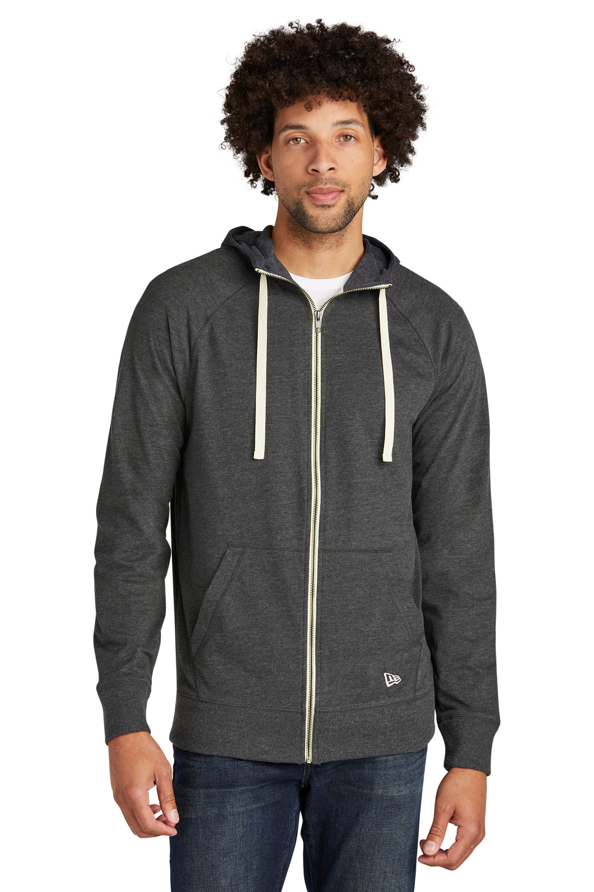 Sueded Cotton Blend Full-Zip Hoodie