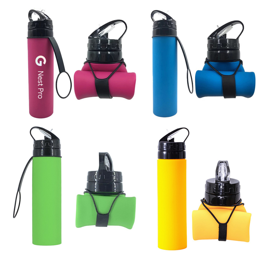 20 Oz. Foldable Silicone Water Bottle, 5