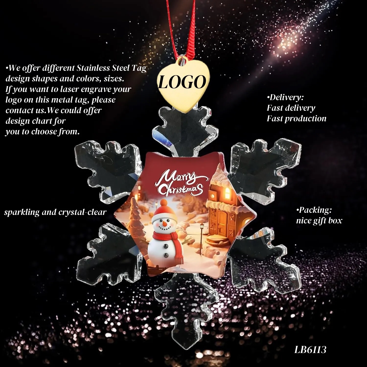 Crystal Snowflake Ornaments Home Hanging Decor 5