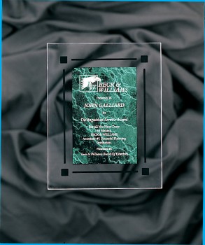 7" x 9" Green Marble Acrylic Clear-Plaq Award 2