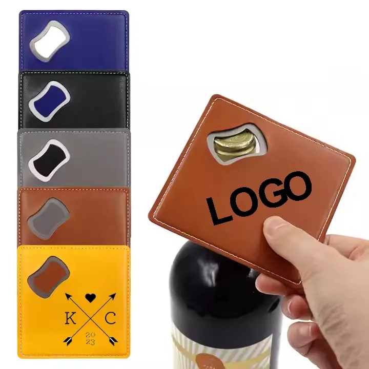 Square Leather Coaster Bottle Opener 3