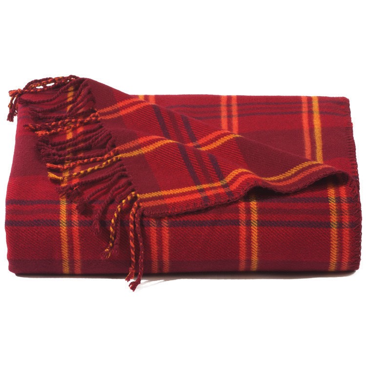 Red Plaid Bamboo Throw Blanket 2