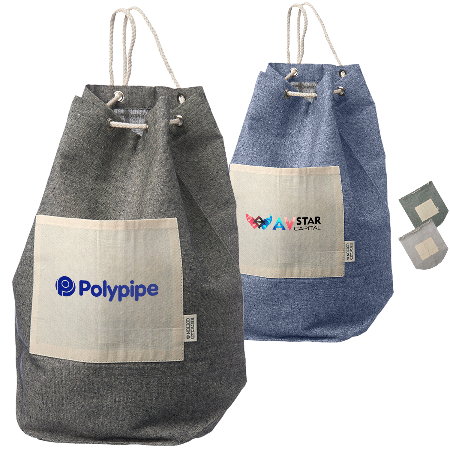 Recycled Cotton Rope Drawstring Backpacks 3