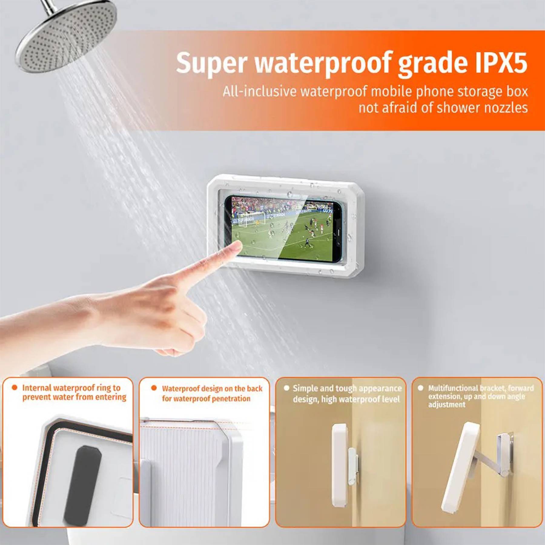 Waterproof Rotatable ABS Shower Phone Storage Box 6