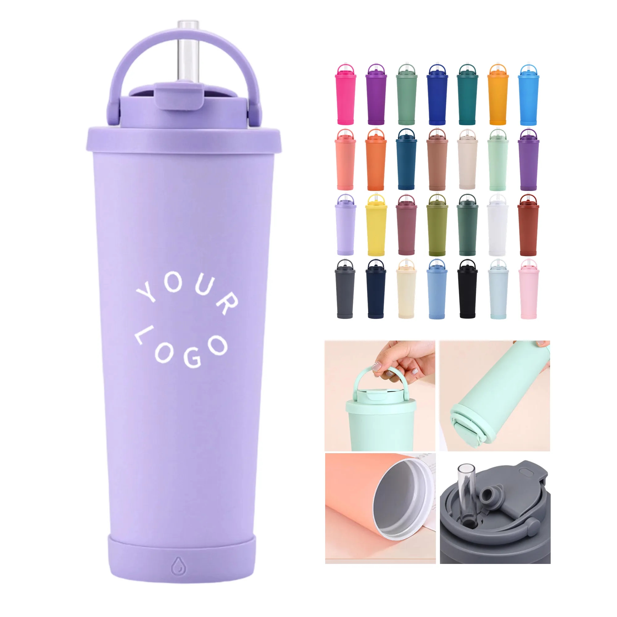 MOQ 50 28oz Dual-Drinking Stainless Steel Milk Tea Cup 11