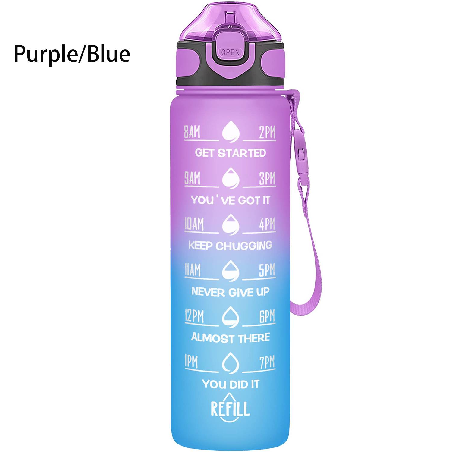32oz BPA Free Wide Mouth Sports Water Bottle w/ Time Markers 13