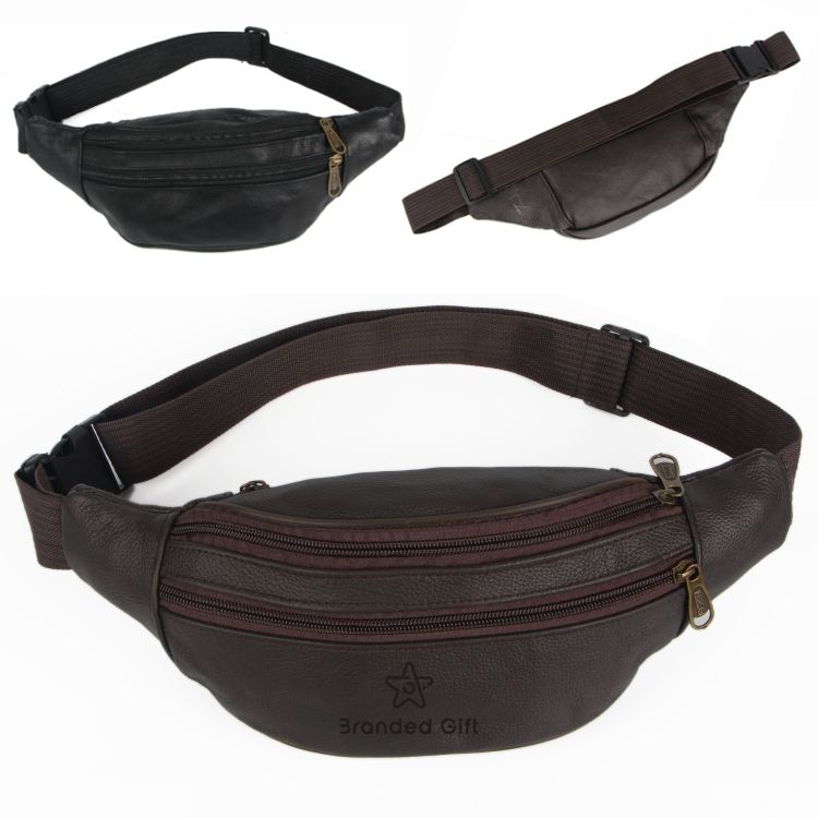 Leather Fanny Pack for Men & Women Multi-Pockets Waist Belt Bag 2