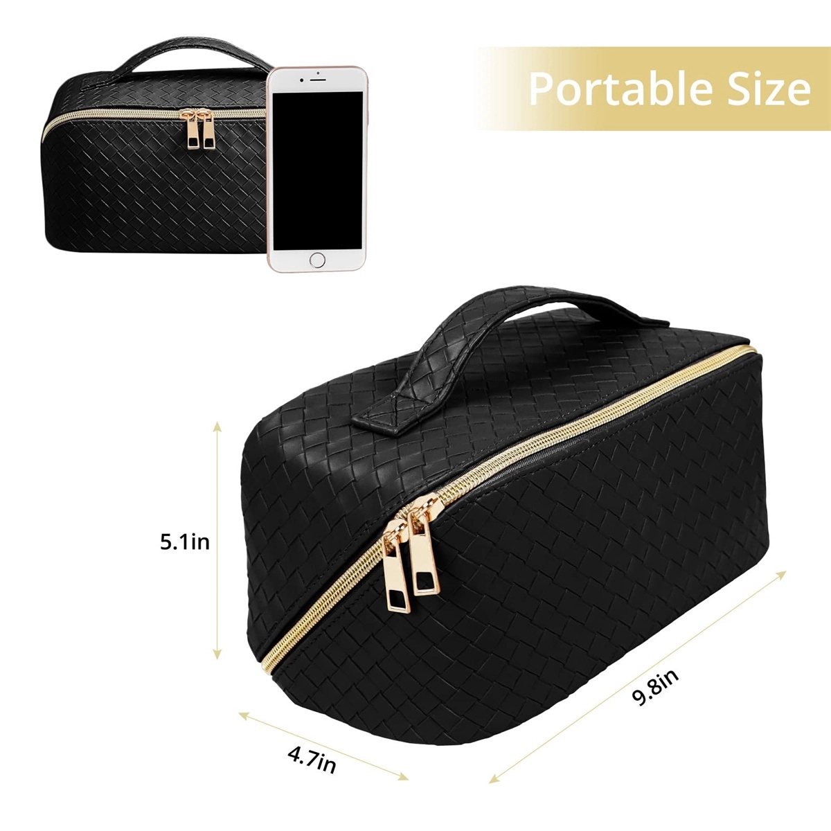 Portable PU Leather Waterproof Cosmetic Bag 5