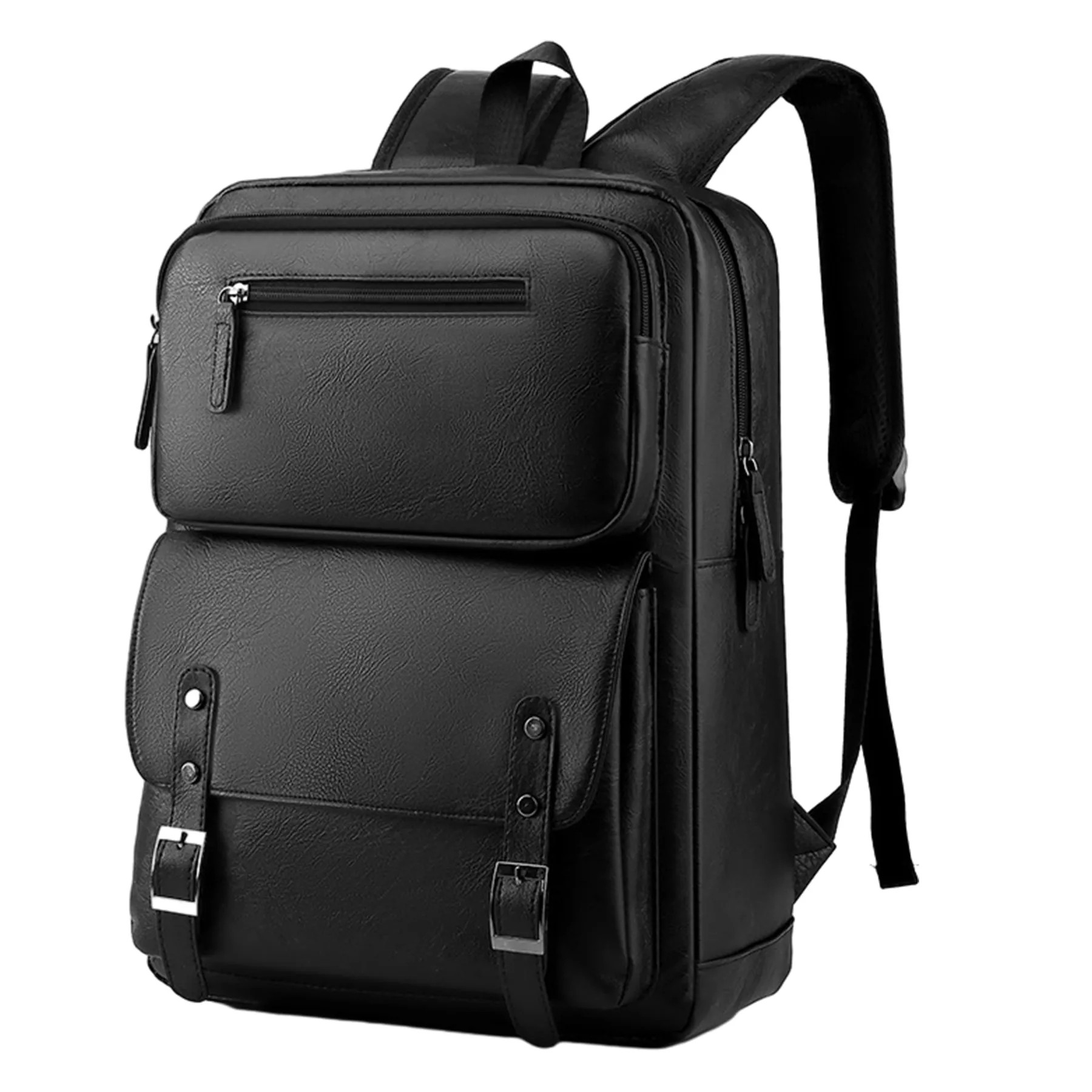 Large Capacity Soft Pu Leather Laptop Travel Backpack 3