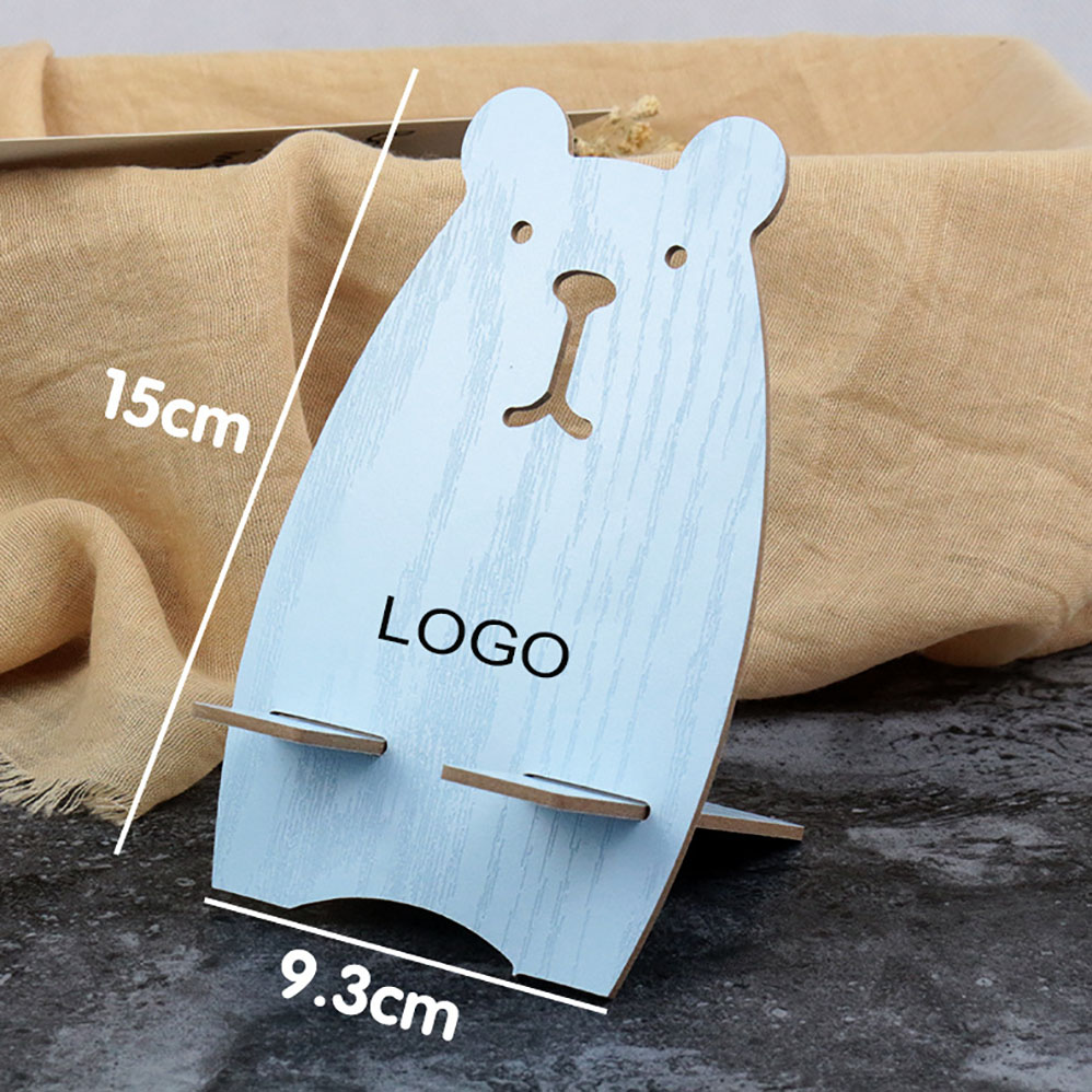 Wooden Bear Shape Portable Cellphone Stand 2