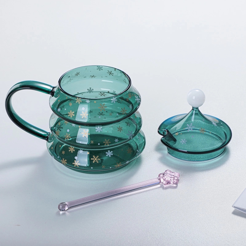13/16 OZ. Glass Christmas Tree Tea Coffee Mug & Gift Cup 8