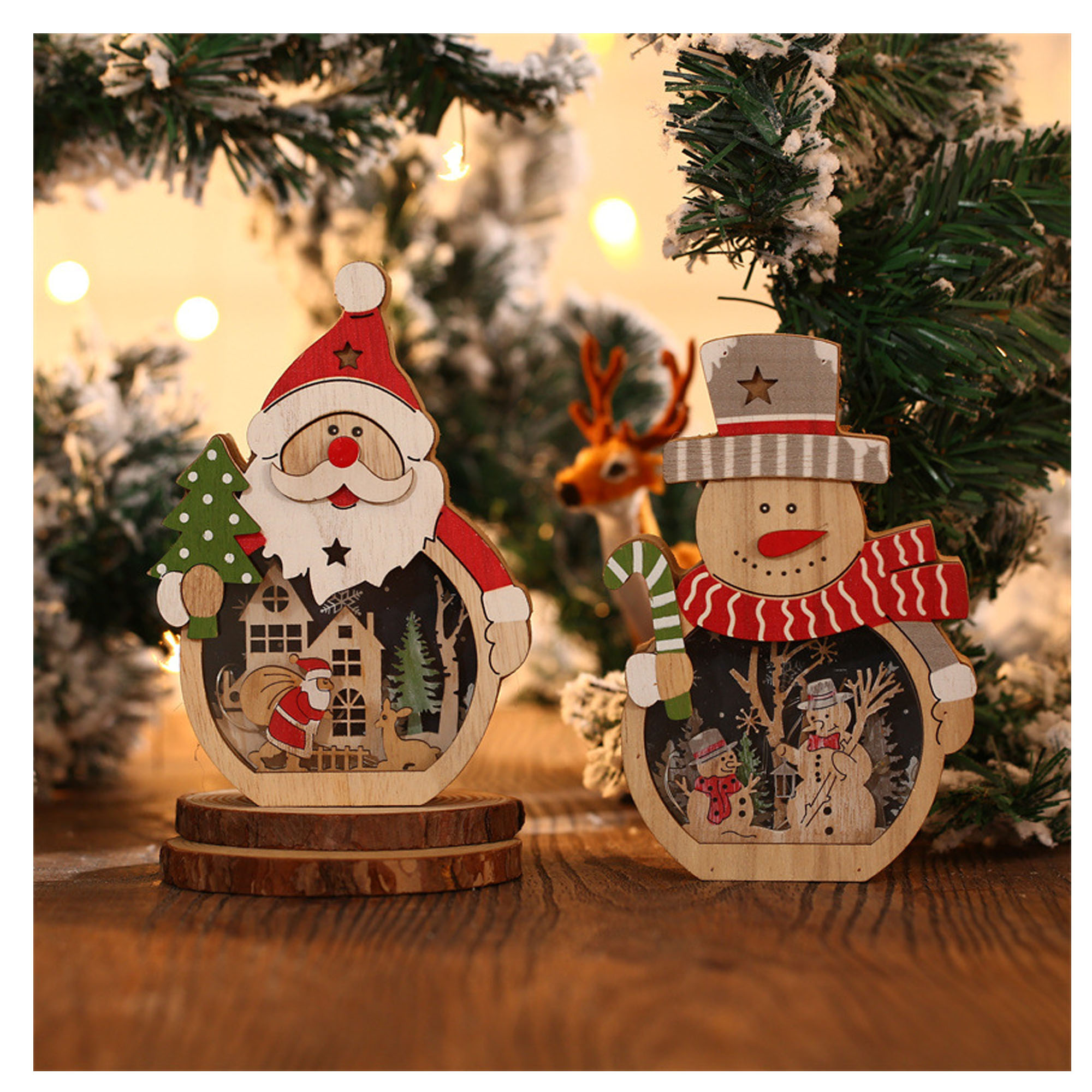 Wood Led Light-Up Christmas Decorations ?C Perfect For Holiday Decor 1