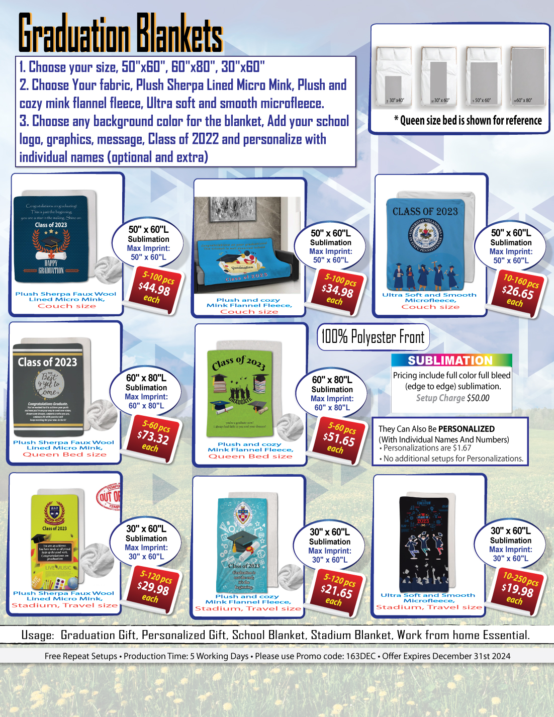 Graduation Blanket in Ultra Soft and Smooth Microfleece, 50x60, Couch size, Sublimated 5