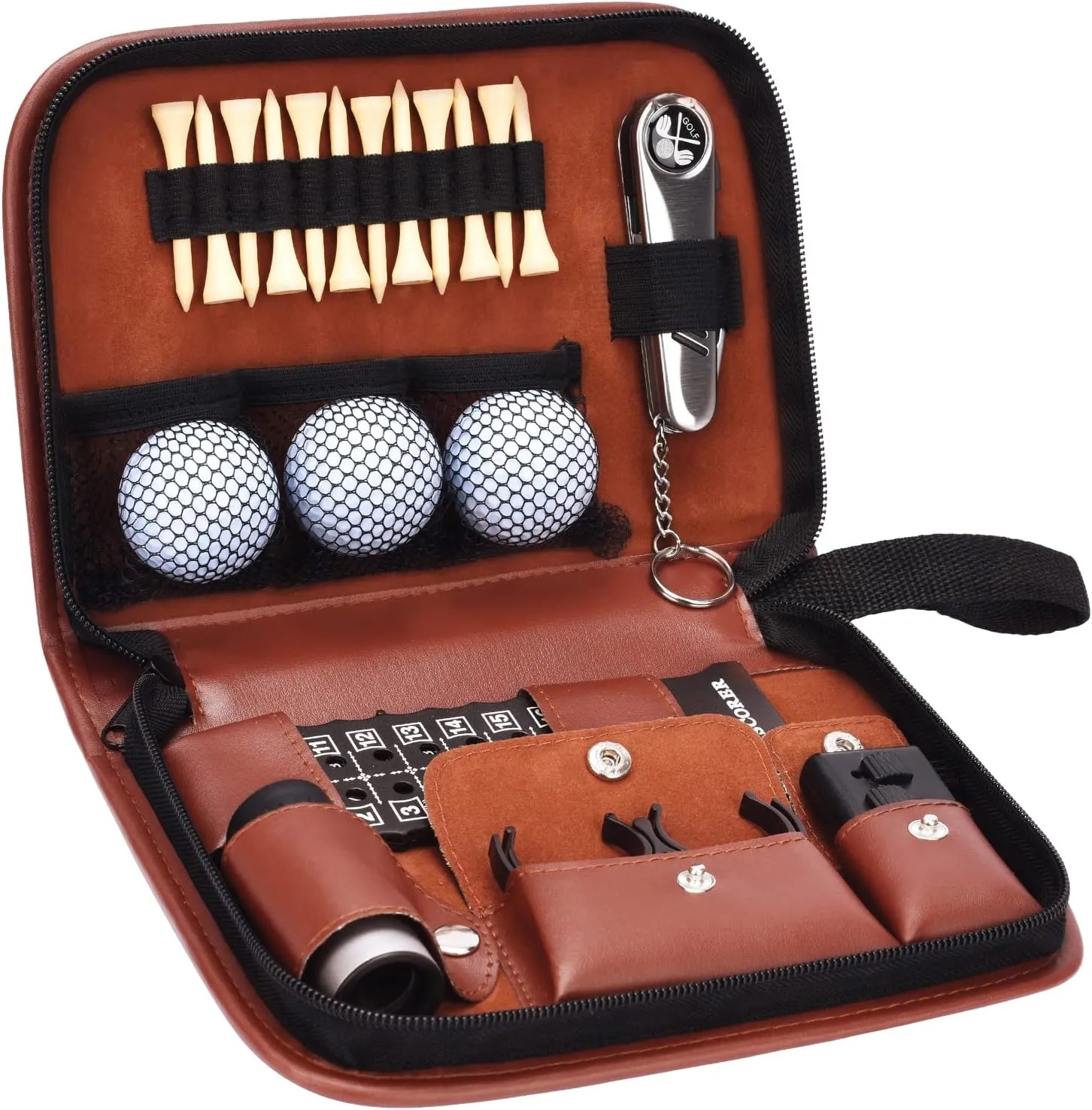 Golf Accessories Set With PU Leather Bag 7