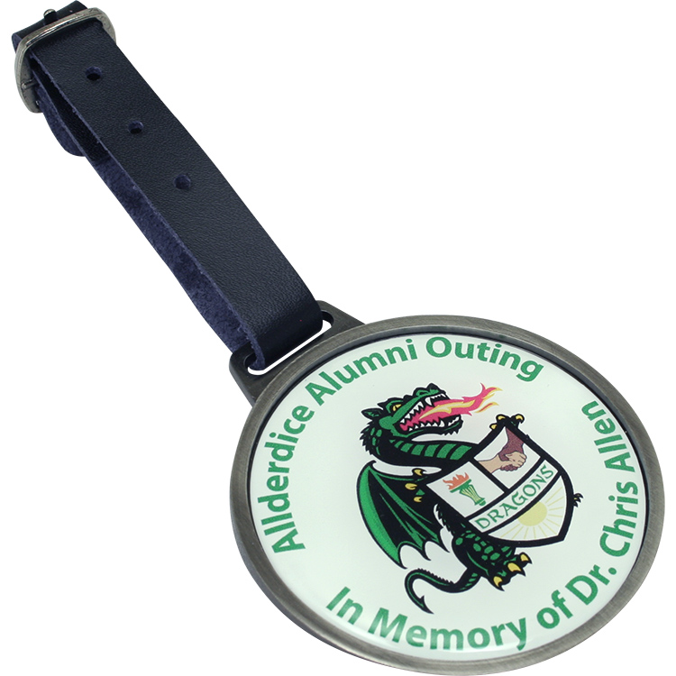 Round Metal Bag Tag with Domed Logo 2