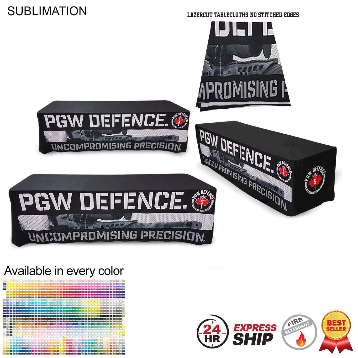24Hr Express Ship - 8' LazerCut 4-Sided Sublimated Tablecloth, Drape Style, Closed Back 6