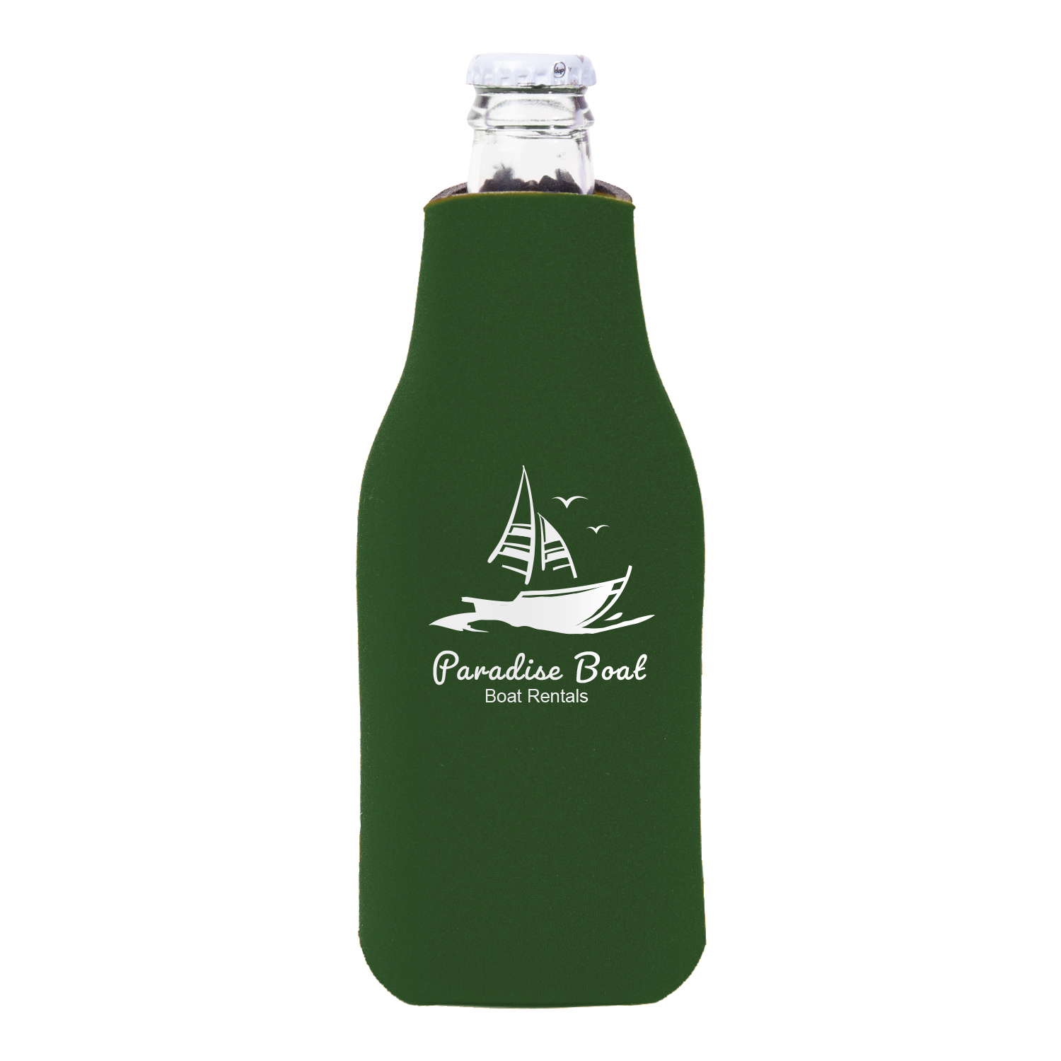 Zipper Beer Bottle Cooler (2 Color Imprint) 3