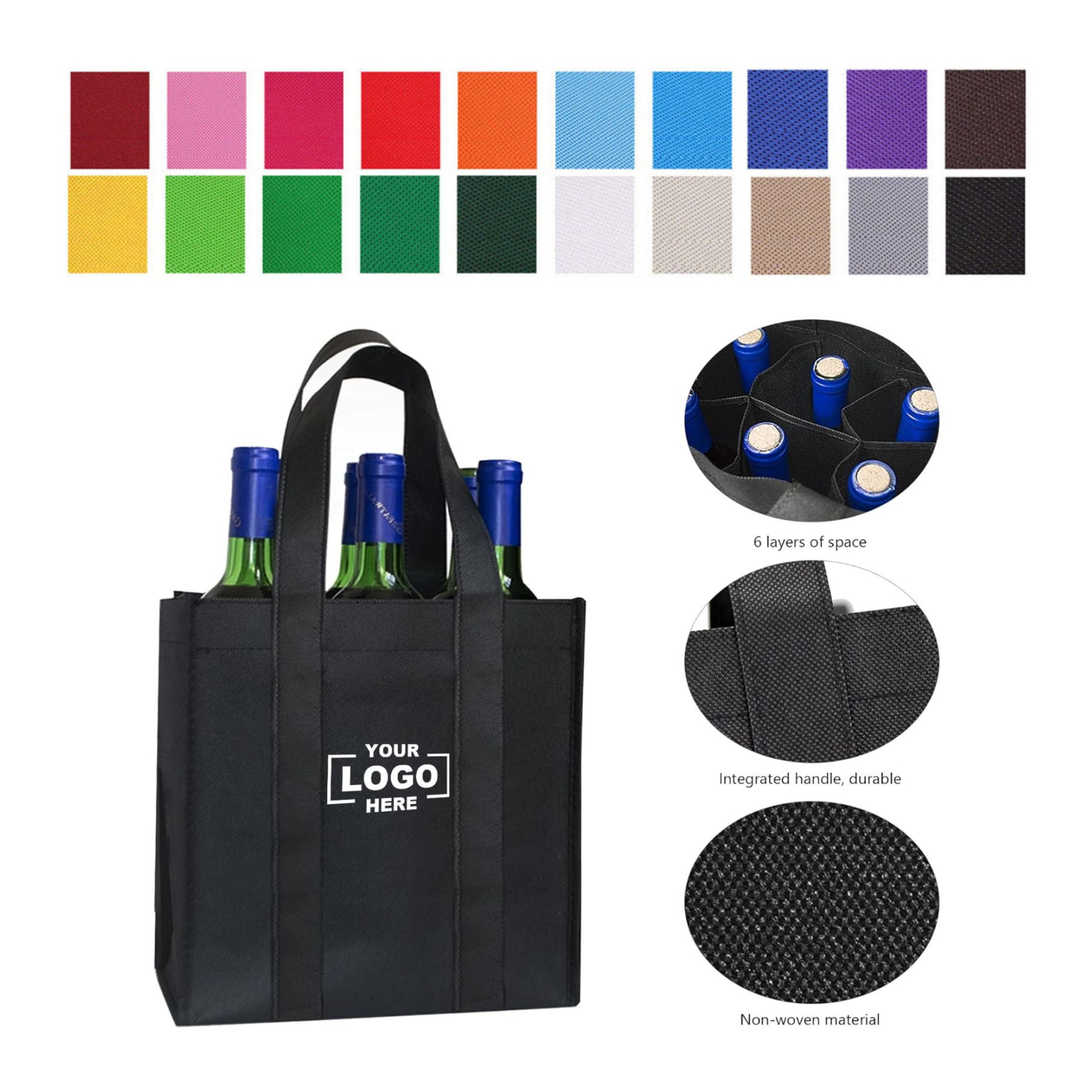 6 Bottle Non-Woven Wine Carrier Tote Gift Bags 1