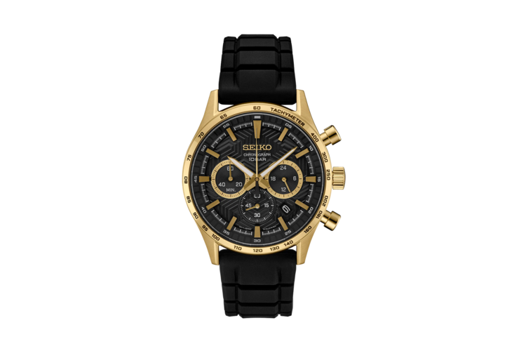 Seiko Men's Essentials Chronograph Black Silicone Watch 3
