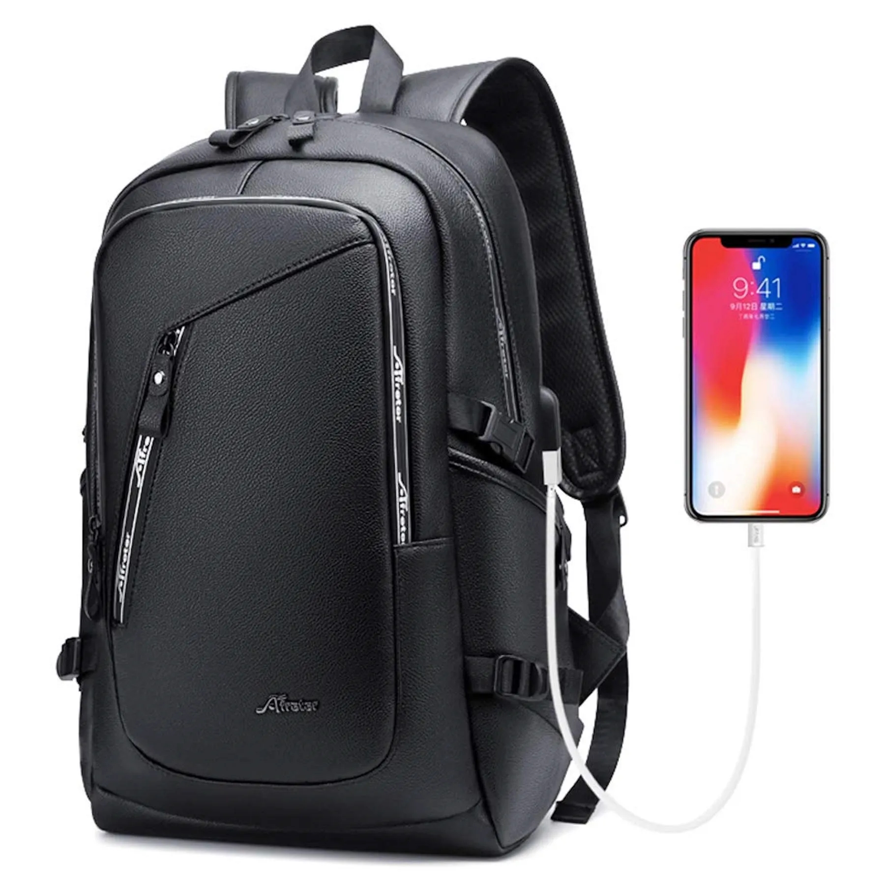 PU Vintage Travel Daypacks USB Charging Port 15.6" Laptop 5