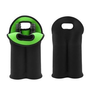 Neoprene Dual Color 2 Bottle Wine Bag With Cutout Handles 2