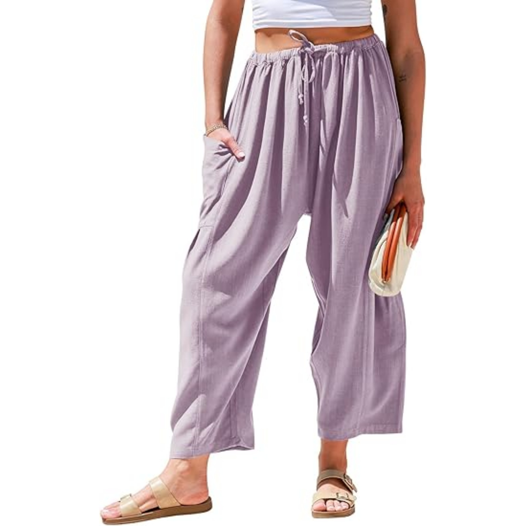 Women Linen Wide Leg Pants 9