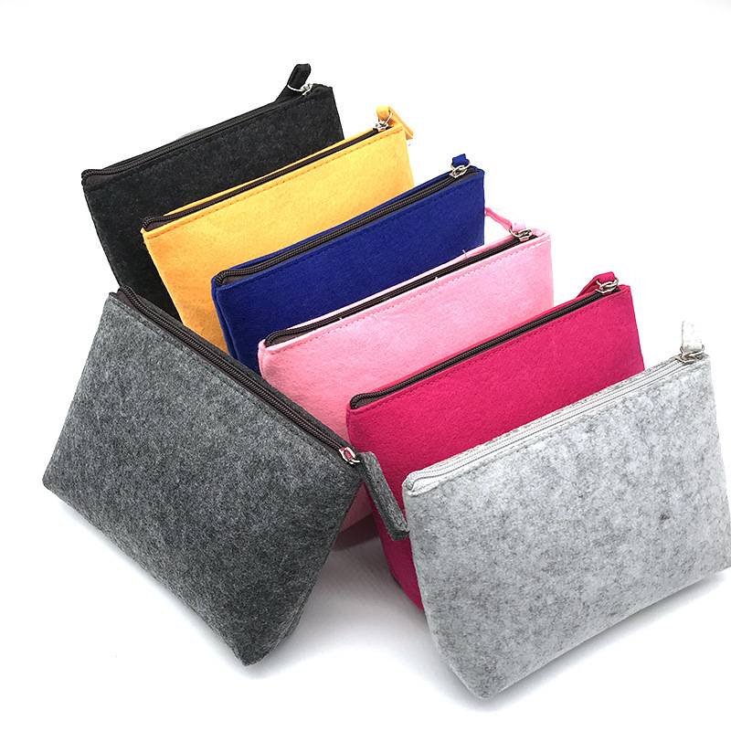 Felt Fiber Makeup Pouch Organizer Pen Gadgets Case 3