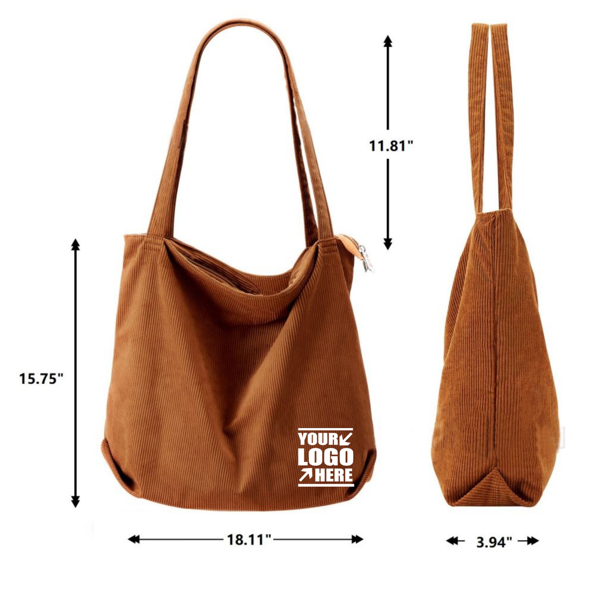 Big Capacity Tote Bag with Zipper, custom tote bag with logo imprint 2