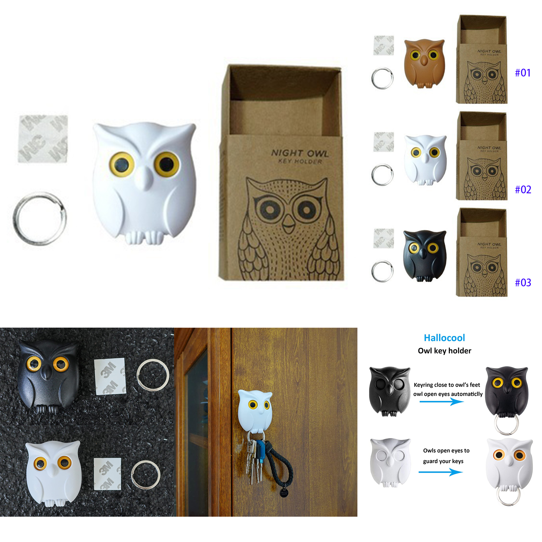 Cute Owl Wall Key Holder 2