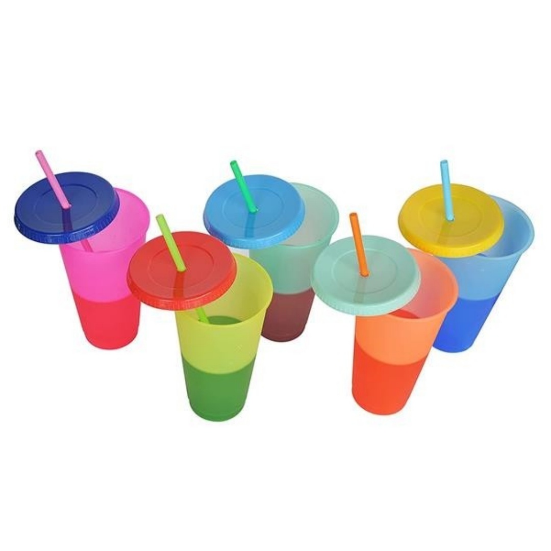 24oz Color Changing Stadium Tumbler & Cup with Lids and Straws 7