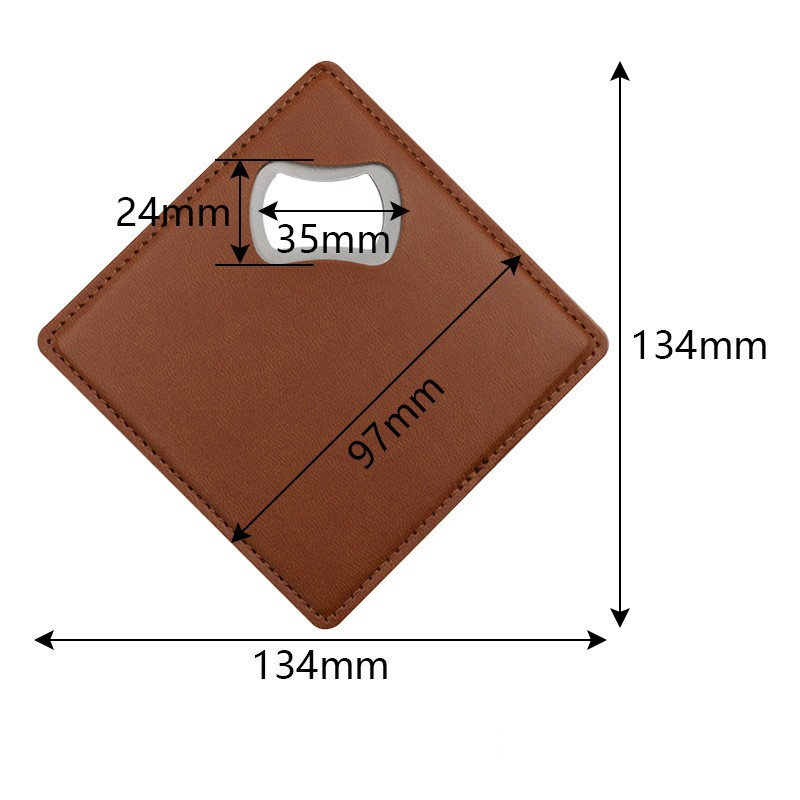 Leather-Look Square Coaster with Opener 2