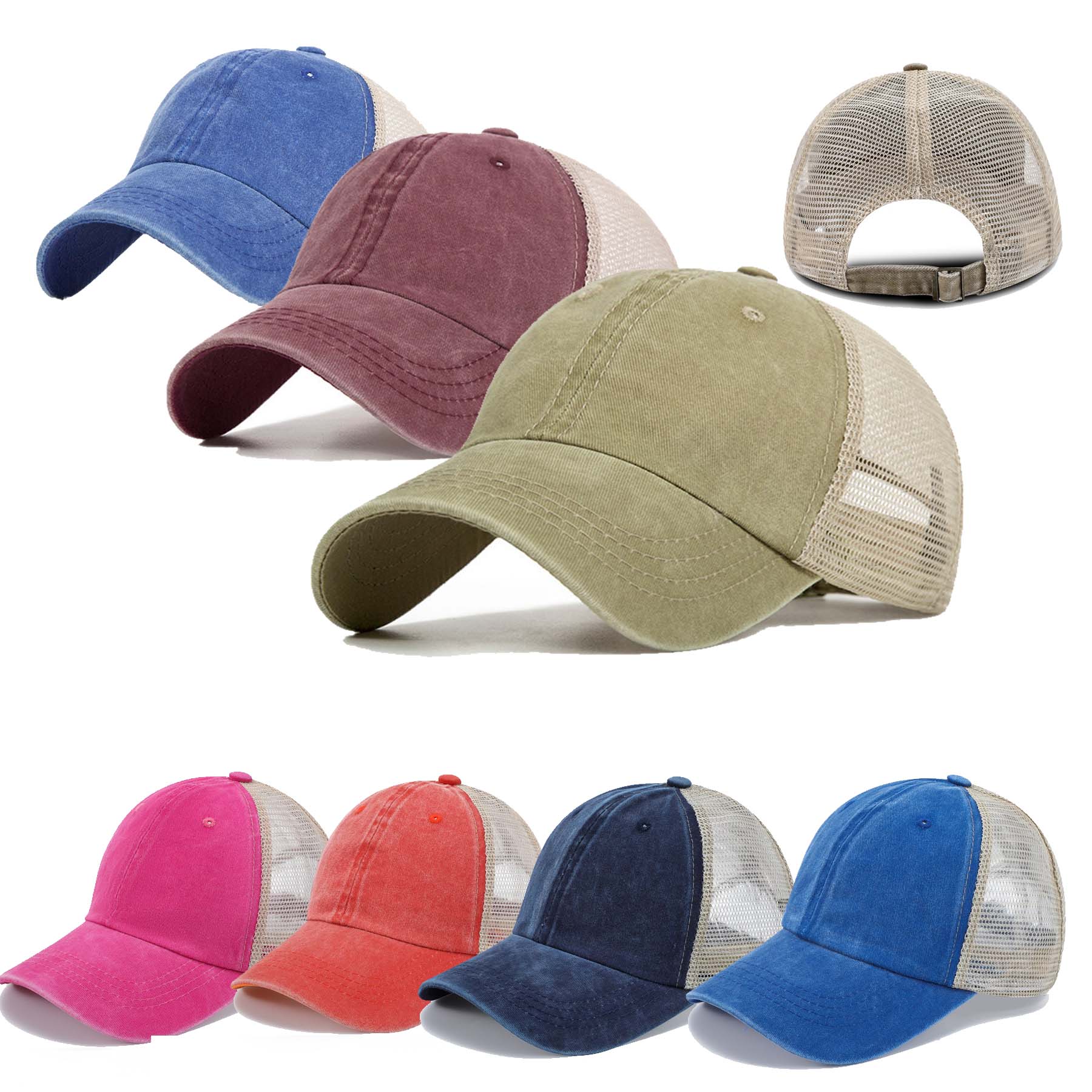Washed Cotton Baseball Net Cap 2