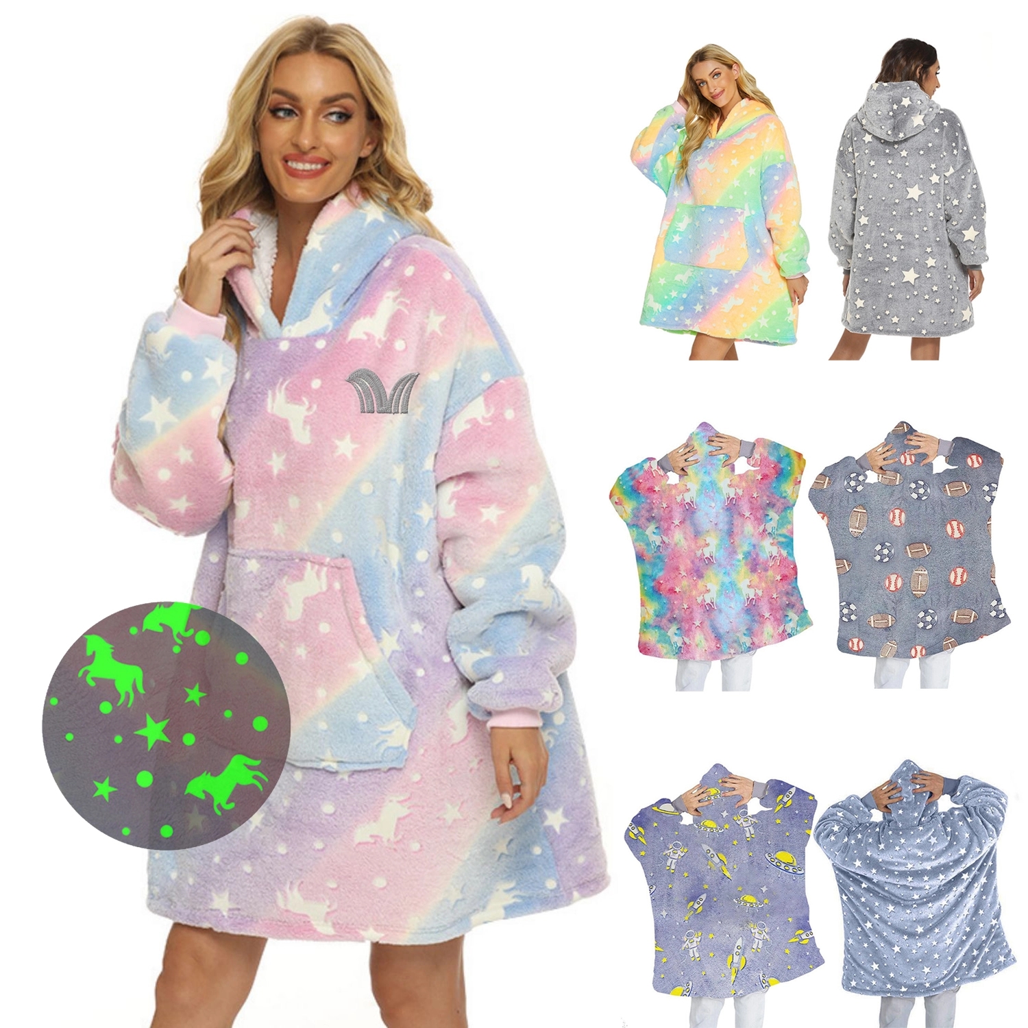 Glow In The Dark Oversized Microfiber Wearable Blanket 1