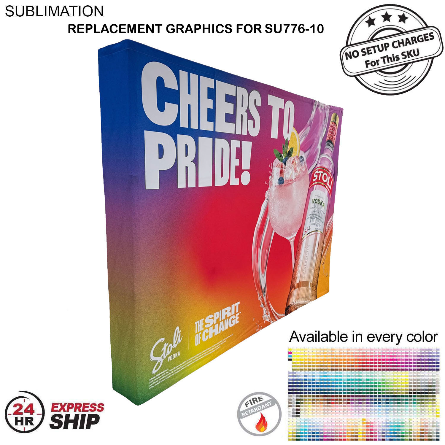 24Hr Express Ship - Replacement Graphics for 10' Straight Wall with Wrap End Caps, NO SETUP CHARGE